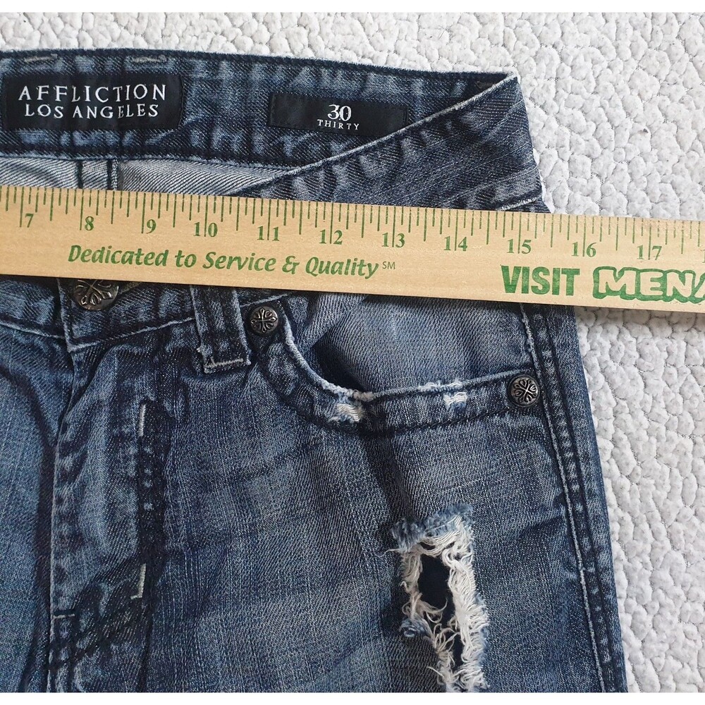 Affliction Los Angeles Jeans Men 30x31 Blake Relaxed Straight Fit Dark Wash - Picture 15 of 15